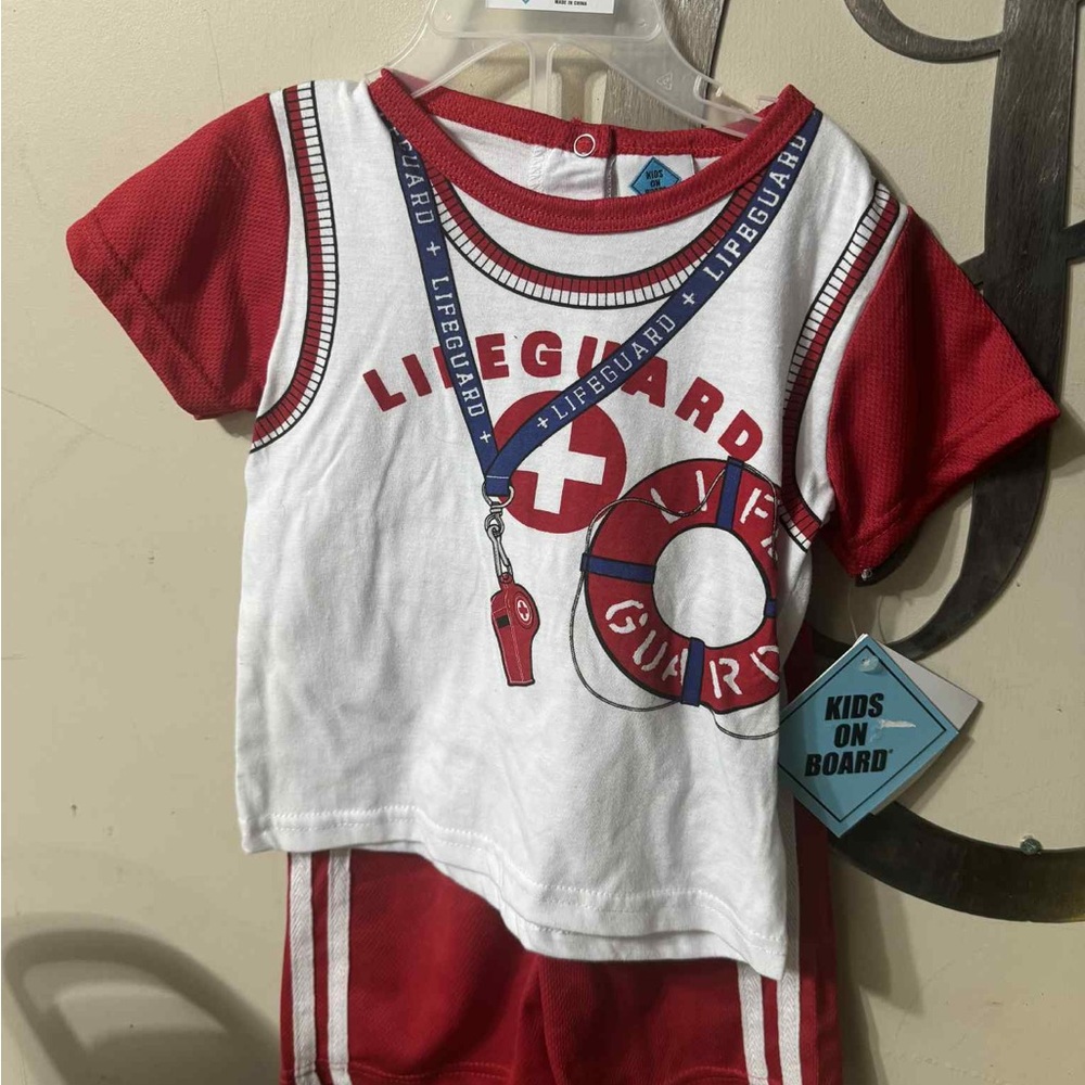 Boys Kids On Board 2t Lifeguard T Shirt Short Outfit Set NWT Summer Water Fun